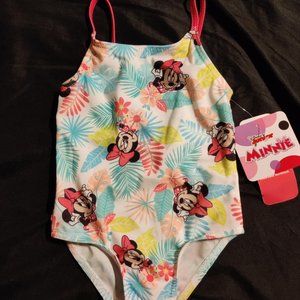 Disney Junior Minnie Mouse Infants 1 piece Tropical Swim Suit 12 mos NWT